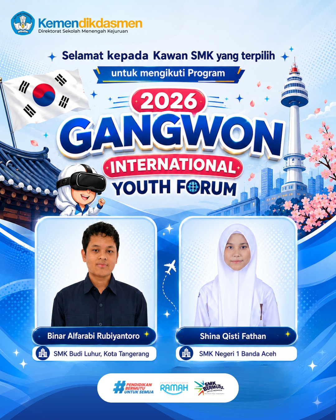Dua Siswa SMK Terpilih Wakili Indonesia di Ajang 2026 Gangwon International Youth Forum di Korea Selatan